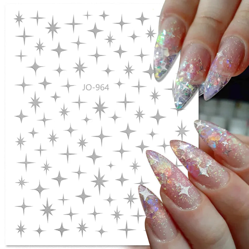 1PCS 3D Laser Heart Letter Nail Sticker