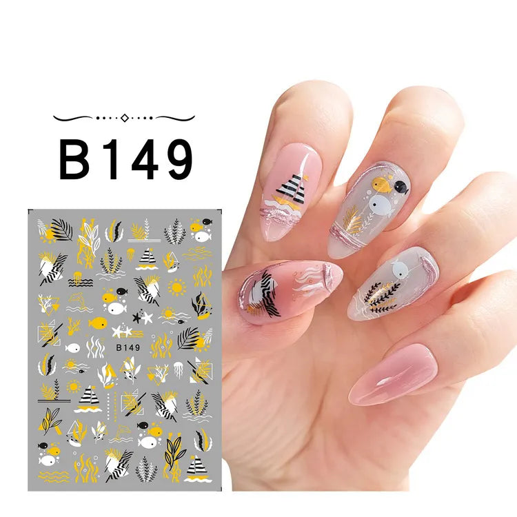 1PCS 3D Laser Heart Letter Nail Sticker