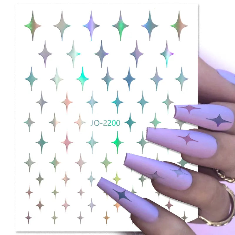 1PCS 3D Laser Heart Letter Nail Sticker