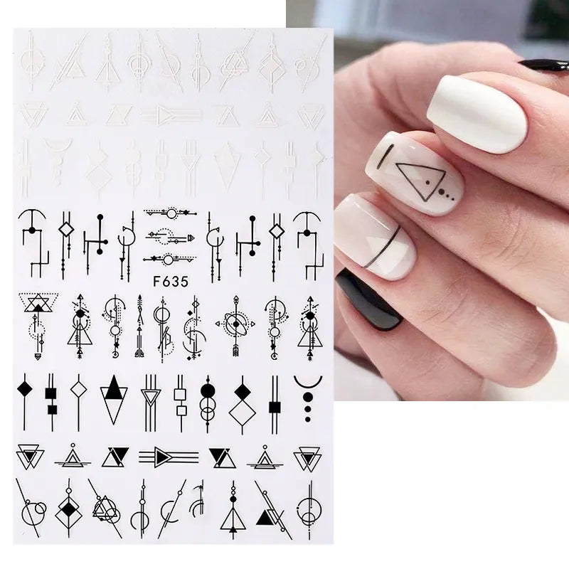 1PCS 3D Laser Heart Letter Nail Sticker