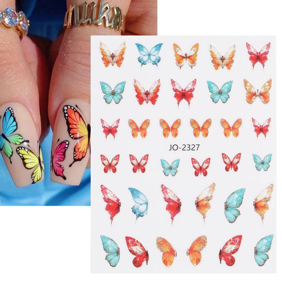 1PCS 3D Laser Heart Letter Nail Sticker