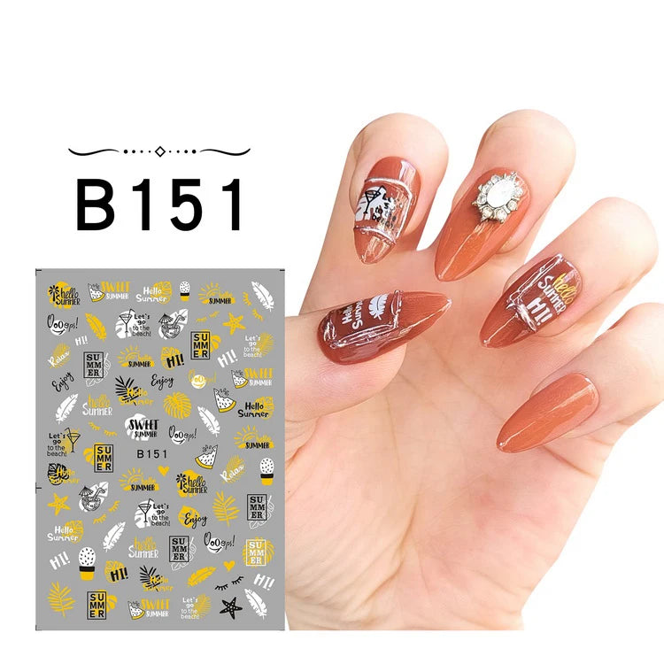 1PCS 3D Laser Heart Letter Nail Sticker