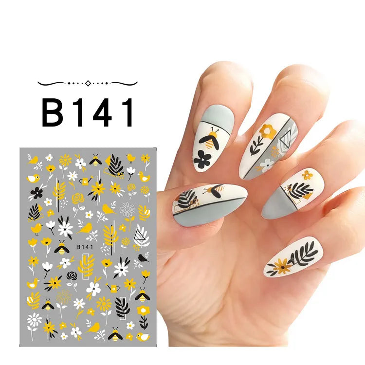 1PCS 3D Laser Heart Letter Nail Sticker