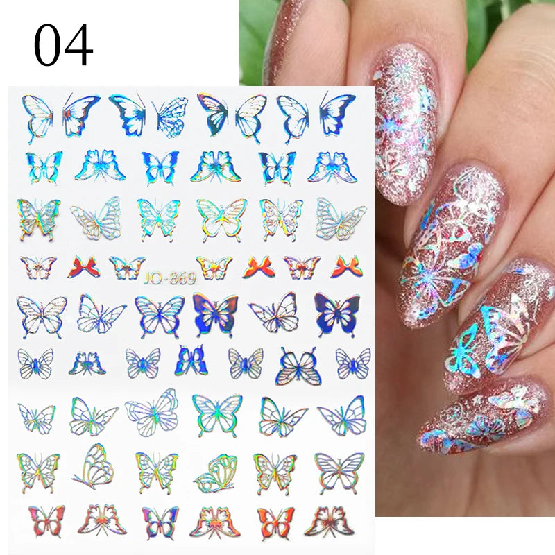 1PCS 3D Laser Heart Letter Nail Sticker