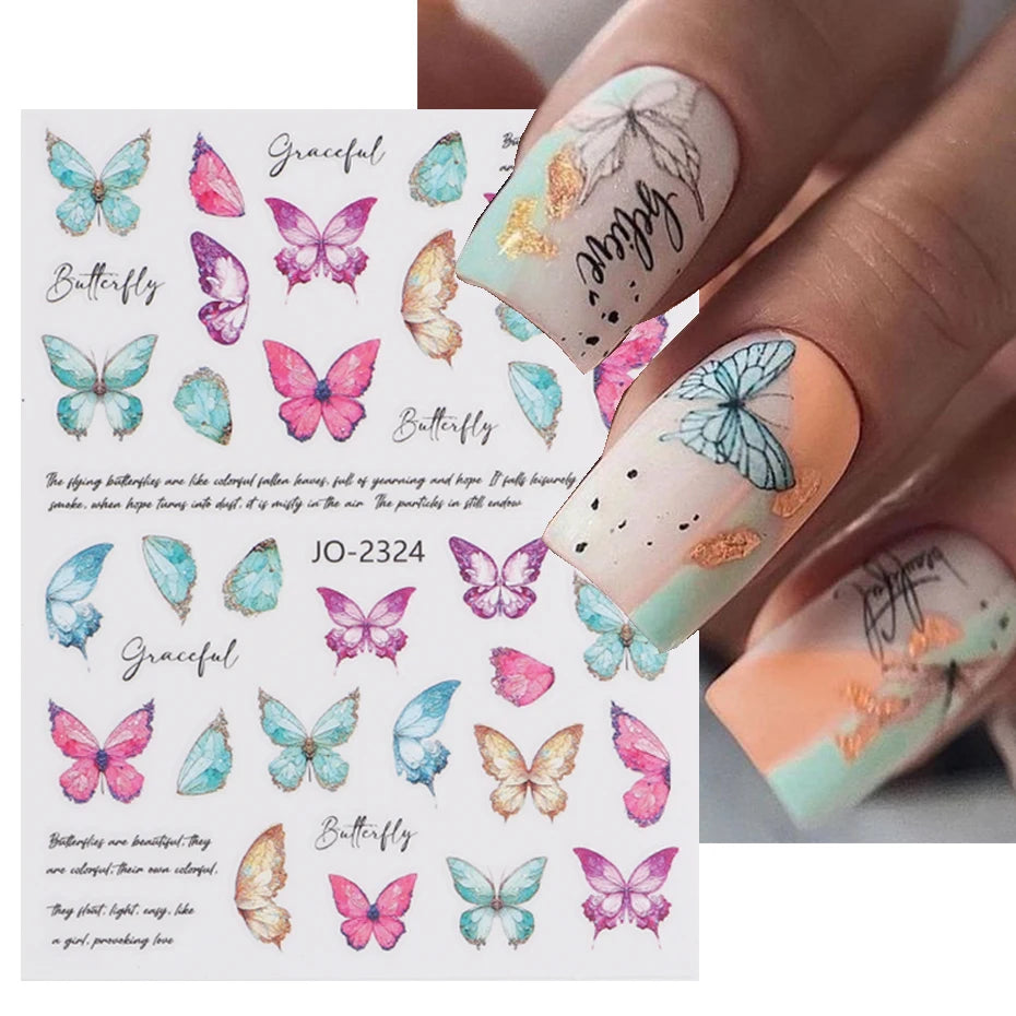 1PCS 3D Laser Heart Letter Nail Sticker