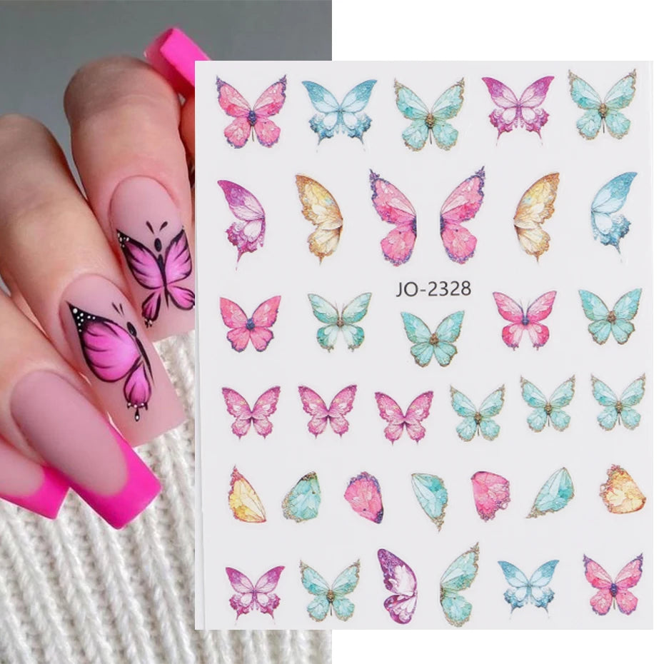 1PCS 3D Laser Heart Letter Nail Sticker