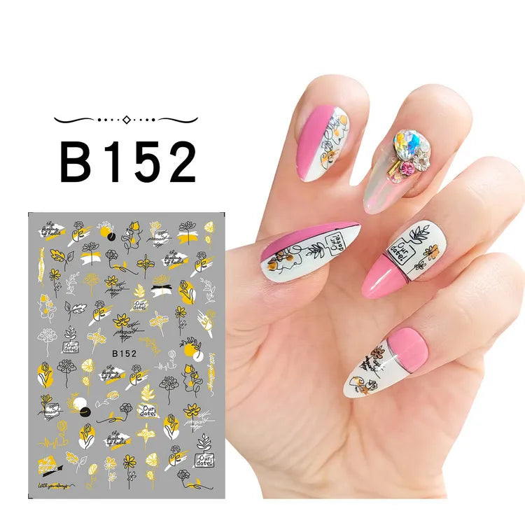 1PCS 3D Laser Heart Letter Nail Sticker