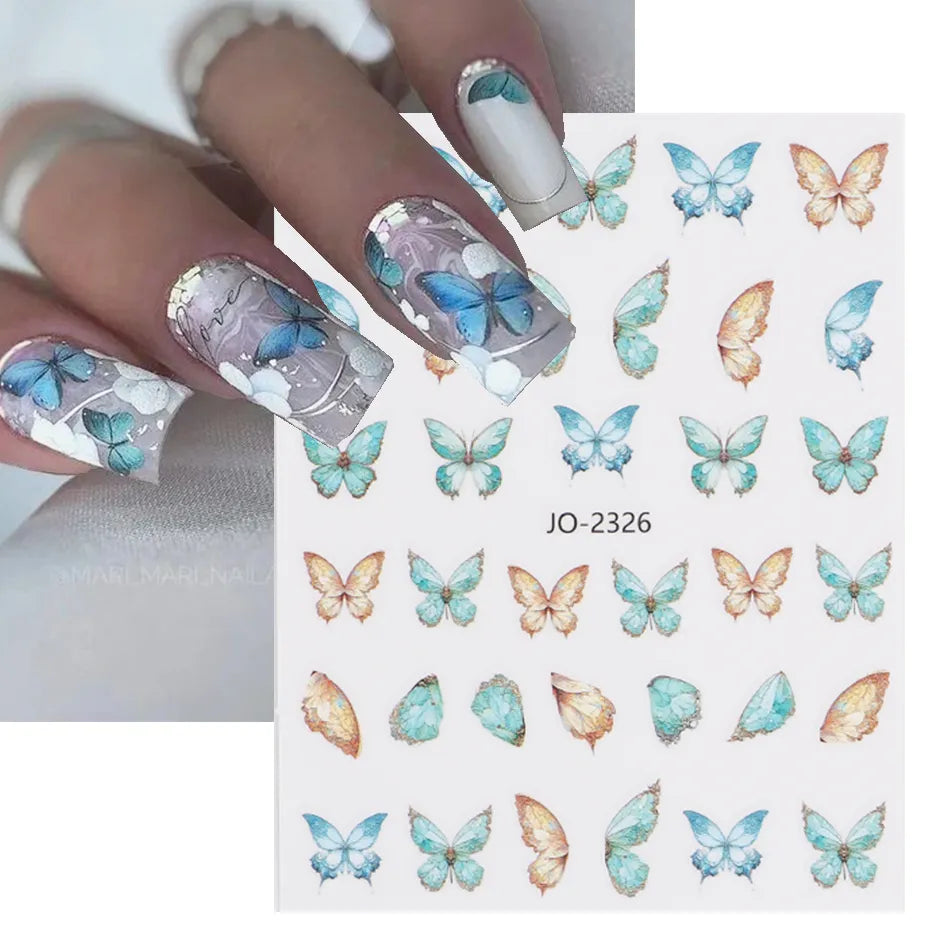 1PCS 3D Laser Heart Letter Nail Sticker