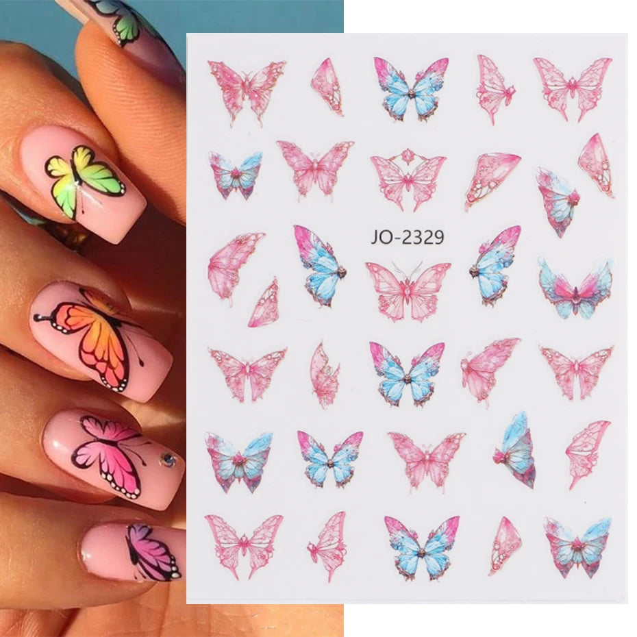 1PCS 3D Laser Heart Letter Nail Sticker