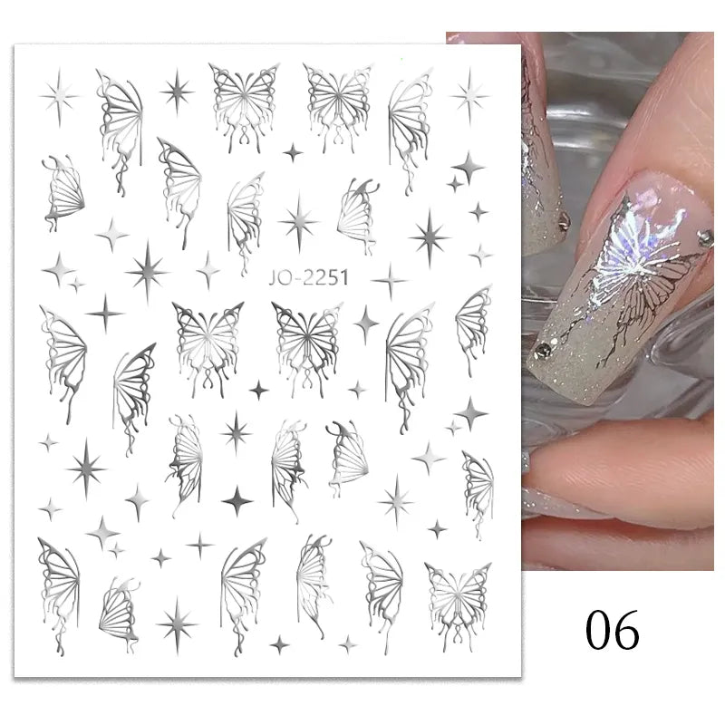 1PCS 3D Laser Heart Letter Nail Sticker