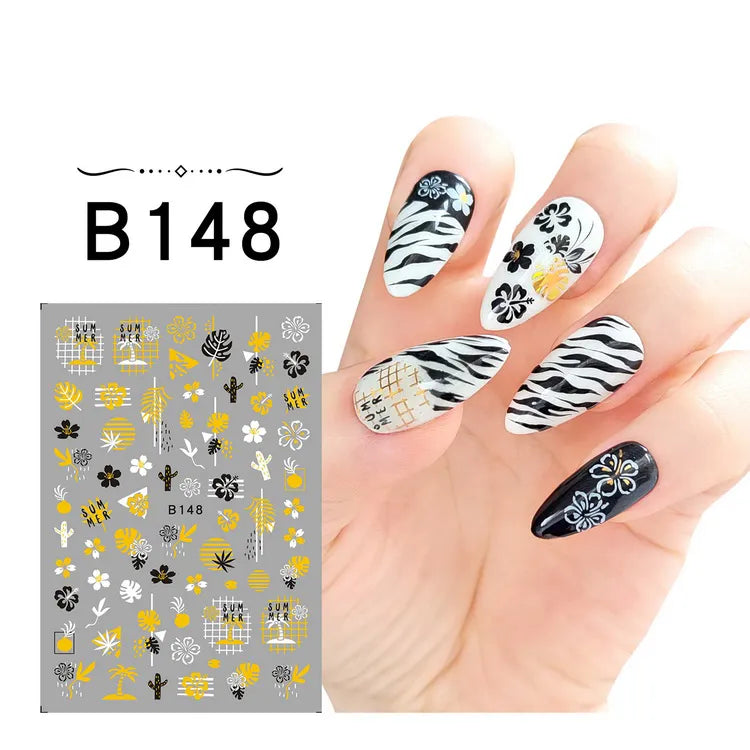 1PCS 3D Laser Heart Letter Nail Sticker